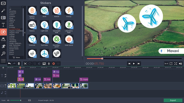 Movavi Video Editor 15 Plus Effects - Eco Set