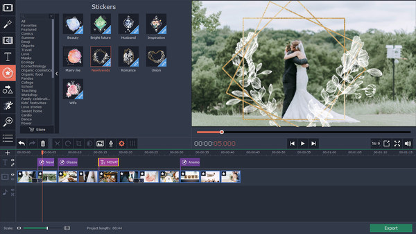 Movavi Video Editor 15 Plus Effects - Wedding Set