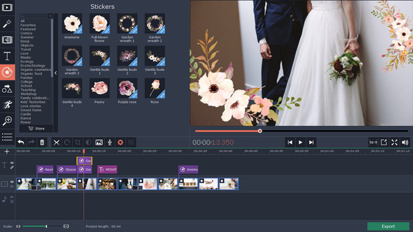 Movavi Video Editor 15 Plus Effects - Wedding Set