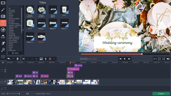 Movavi Video Editor 15 Plus Effects - Wedding Set