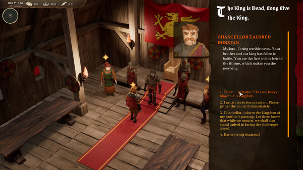 Screenshot of Be the Ruler: Britannia gameplay showing in-action mechanics