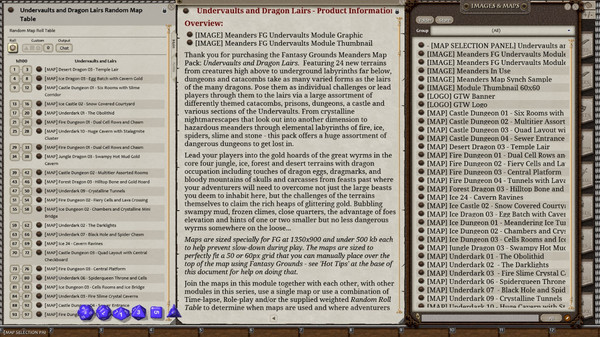 Fantasy Grounds - Meanders Map Pack: Undervaults & Dragon Lairs (Map Pack)