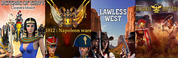 4 in 1 Lawless West+1812: Napoleon Wars+Defense of Roman Britain+Defense of Egypt: Cleopatra Mission