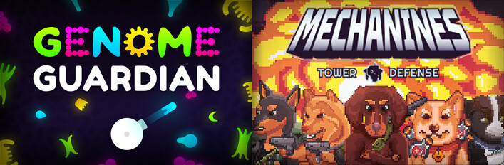 Defense Roguelikes: 🧬 Genome Guardian × Mechanines Tower Defense 🐶