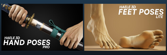HAELE 3D - Hand Poses Pro + Feet Poses Lite  - Pose Drawing References