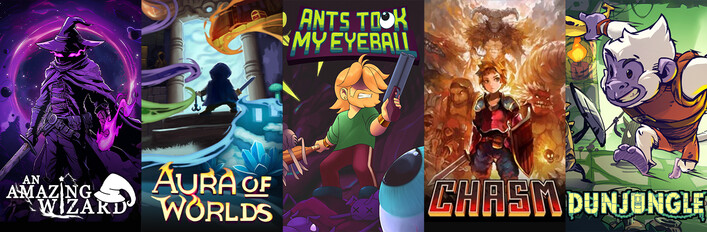 Roguevania Set: An Amazing Wizard x Aura of Worlds X Ants Took My Eyeball x Chasm x Dunjungle