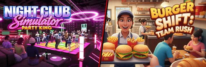 Night Club Simulator: Party King x Burger Shift: Team Rush