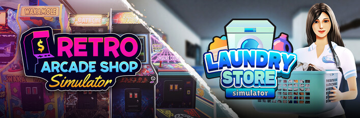 Retro Arcade Shop Simulator x Laundry Store Simulator