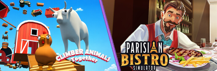 Climber Animals Together & Parisian Bistro Simulator